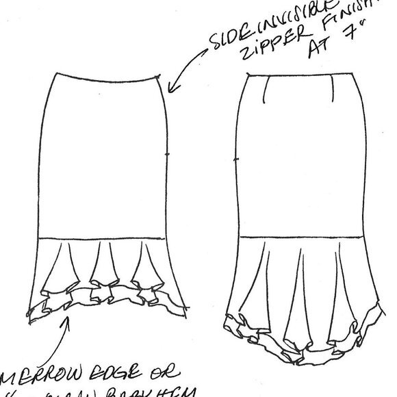 Anna Huling Asymmetrical Flamenco-Inspired Chocolate Linen Flounce Skirt - Picture 6 of 14